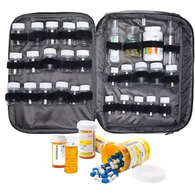 Pill Bottle Organizer Travel Medicine Bag Water Bottle Vitamin Drug Ca...