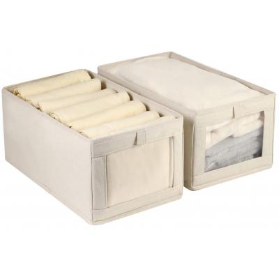 2 Pack Linen Closet Organizers and Storage Boxes for Clothing Blankets...