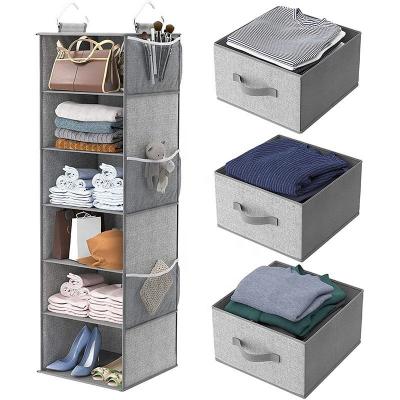 6-shelf Hanging Closet Organizer Hanging Shelves For Closet With 3 Div...