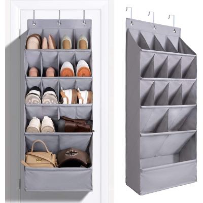 24 Pockets Clear Over The Door Hanging Shoe Organizer For Shoes And Ki...