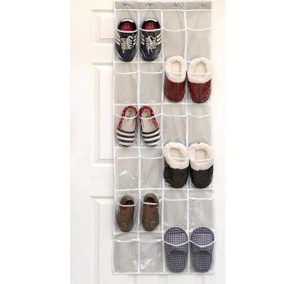 24 Pockets Clear Over The Door Hanging Shoe Organizer For Shoes And Ki...