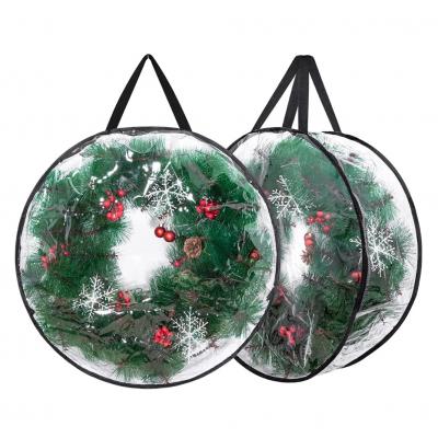 Hanging Clear Wreath Storage Bags with Dual Zippers Christmas Wreath S...